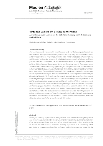 Cover:: Maria Sophie Schäfers, Mario Schmiedebach, Claas Wegner: Virtuelle Labore im Biologieunterricht: Auswirkungen von Labster auf die Selbsteinschätzung von Schülerinnen und Schülern