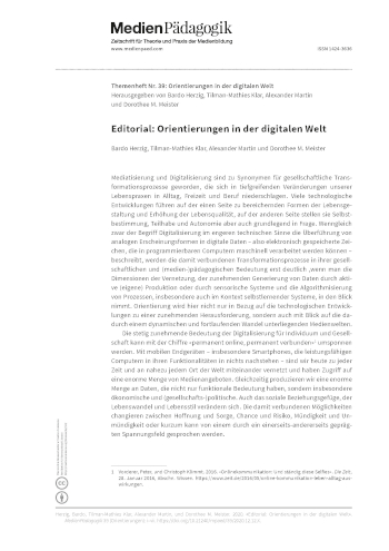 Cover:: Bardo Herzig, Tilman-Mathies Klar, Alexander Martin, Dorothee M. Meister: Editorial: Orientierungen in der digitalen Welt