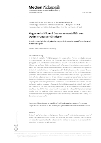Cover:: Maximilian Waldmann, Ulaş Aktaş: Hegemonialität und Gouvernementalität von Optimierungsverhältnissen: Postdigitale Lernpraktiken zwischen Widerständigkeit, Prekarisierung und Affirmation