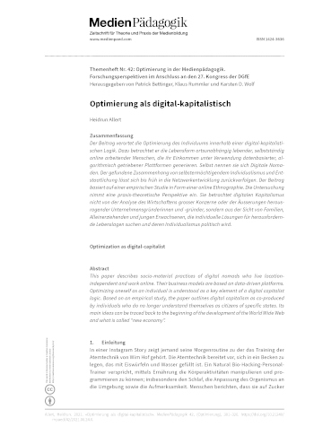 Cover:: Heidrun Allert: Optimierung als digital-kapitalistisch