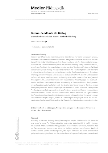 Cover:: André Czauderna: Online-Feedback als Dialog: Eine Fallrekonstruktion aus der Hochschulbildung