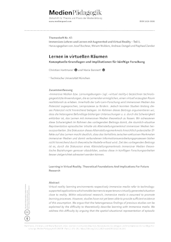 Cover:: Christian Hartmann, Maria Bannert: Lernen in virtuellen Räumen: Konzeptuelle Grundlagen und Implikationen für künftige Forschung