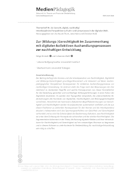 Cover:: Helge Kminek, Johannes Wahl: Zur (Bildungs-)Gerechtigkeit im Zusammenhang mit digitalen kollektiven Aushandlungsprozessen zur nachhaltigen Entwicklung