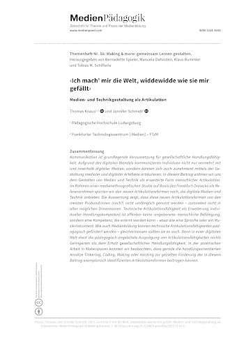 Cover:: Thomas Knaus, Jennifer Schmidt: ‹Ich machʼ mir die Welt, widdewidde wie sie mir gefällt›: Medien- und Technikgestaltung als Artikulation