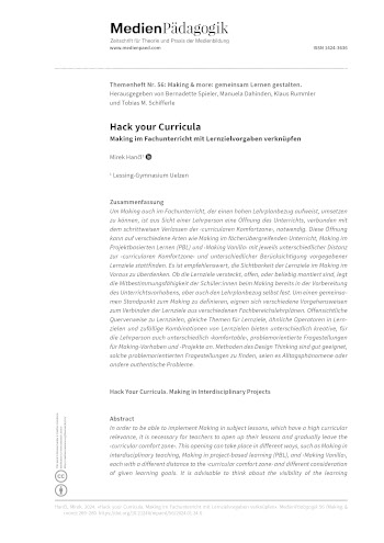 Cover:: Mirek Hančl: Hack your Curricula: Making im Fachunterricht mit Lernzielvorgaben verknüpfen