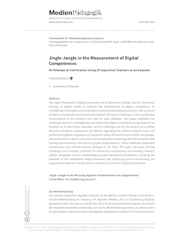 Cover:: Charlott Rubach: Jingle-Jangle in the Measurement of Digital Competences: An Attempt at Clarification Using (Prospective) Teachers as an Example