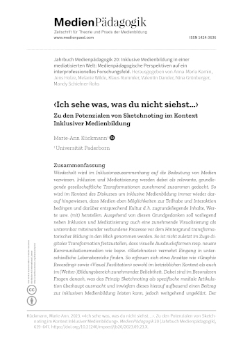 Cover:: Marie-Ann Kückmann: ‹Ich sehe was, was du nicht siehst…›: Zu den Potenzialen von Sketchnoting im Kontext Inklusiver Medienbildung