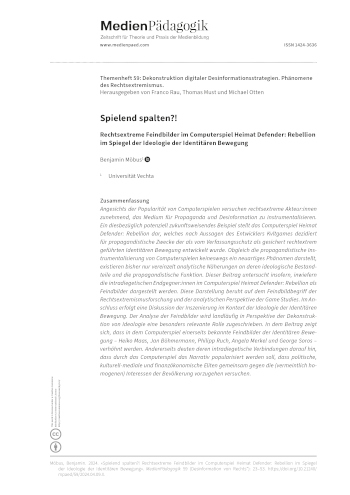 Cover:: Benjamin Möbus: Spielend spalten?! Rechtsextreme Feindbilder im Computerspiel Heimat Defender: Rebellion im Spiegel der Ideologie der Identitären Bewegung