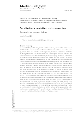 Cover:: Mareike Thumel: Sozialisation in mediatisierten Lebenswelten: Theoretische und empirische Zugänge