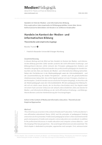 Cover:: Mareike Thumel: Action in the Context of Media and Informatics Education: Theoretical and Empirical Approaches