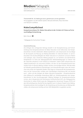 Cover:: Björn Maurer: MakeComp4School: Kompetenzrahmen für Maker Education in der Schule mit Fokus auf eine nachhaltige Entwicklung