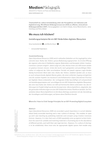 Cover:: Sina Gantenbrink, Moritz Knurr: Wo muss ich klicken? Gestaltungsprinzipien für ein OEP-förderliches digitales Ökosystem