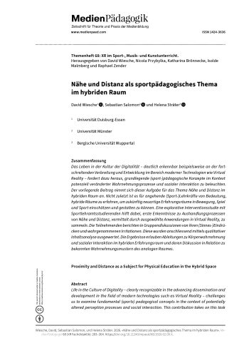 Cover:: David Wiesche, Sebastian Salomon, Helena Sträter: Nähe und Distanz als sportpädagogisches Thema im hybriden Raum