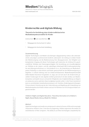 Cover:: Andrea Kern, Jeanette Roos: Kinderrechte und digitale Bildung: Theoretische Herleitung eines kinderrechtsbasierten Medienkompetenzmodells für Kinder