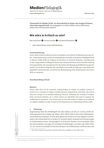 Cover:: Max Gröschner, Florian Krückel, Manuel Neubauer: Wie wäre es kritisch zu sein?