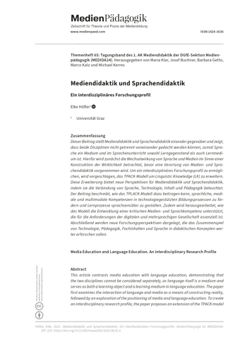 Cover:: Elke Höfler: Mediendidaktik und Sprachendidaktik: Ein interdisziplinäres Forschungsprofil