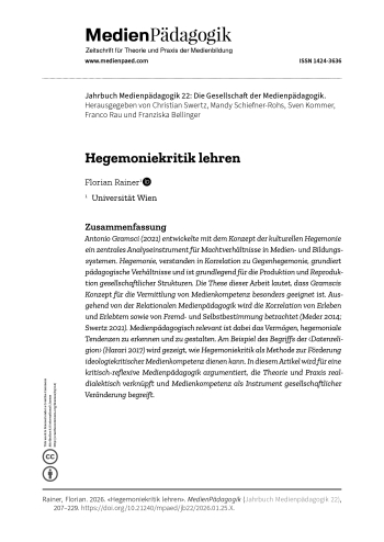 Cover:: Florian Rainer: Hegemoniekritik lehren