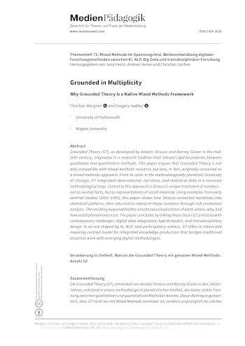 Cover:: Christian Morgner, Gregory Hadley: Verankerung in Vielheit: Warum die Grounded Theory ein genuiner Mixed-Methods-Ansatz ist
