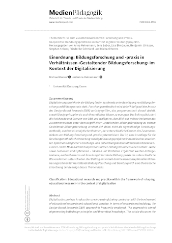 Cover:: Michael Kerres, Anna Heinemann: Einordnung: Bildungsforschung und -praxis in Verhältnissen ‹Gestaltender Bildungsforschung› im Kontext der Digitalisierung