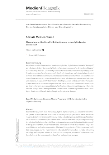Cover:: Tilman-Mathies Klar: Soziale Medienräume: Diskurstheorie, Macht und Selbstbestimmung in der digitalisierten Gesellschaft
