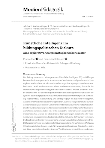 Cover:: Franco Rau , Franziska Bellinger: Künstliche Intelligenz im bildungspolitischen Diskurs: Eine explorative Analyse metaphorischer Muster